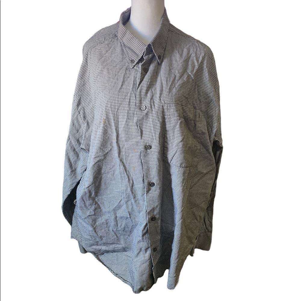 Pronto Uomo Made in Italy Mens Black White Houndstooth Long-sleeve Button Up XL